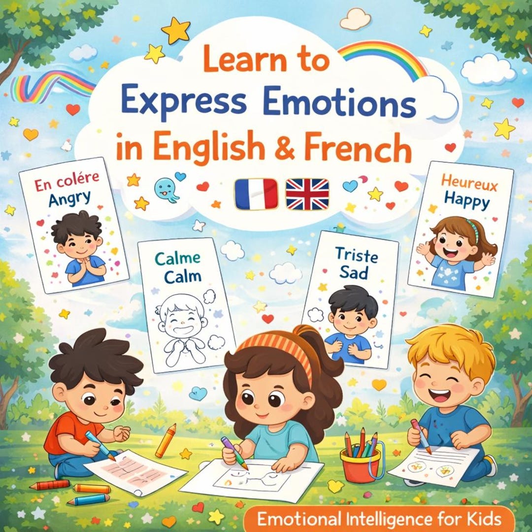 Bilingual Feelings Coloring Book | English French Emotions Activity ...