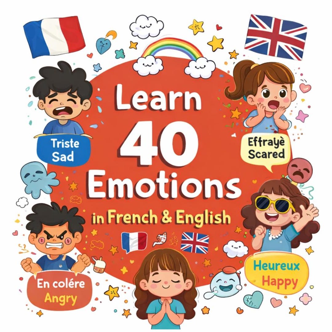 Bilingual Feelings Coloring Book for Kids | English French Emotional ...