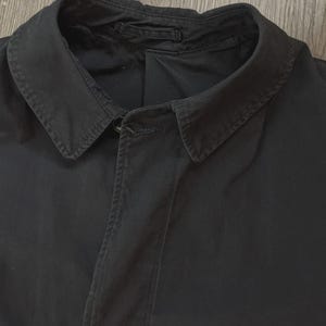 Vintage 1986 US Military Black Raincoat Trench Coat Men's Large 42-44R Minimalist Gorpcore Techwear Overcoat | Dark Academia Detective Coat image 3