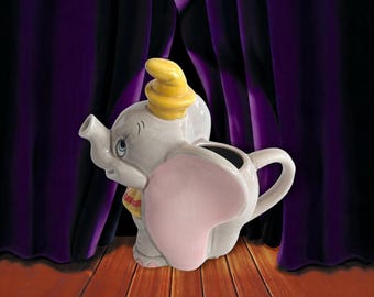 Vintage Disney Dumbo Ceramic Creamer Pitcher NWT, 1990s Walt Disney World Elephant Milk Pitcher Figural Teapot, Retro Disney Collectible