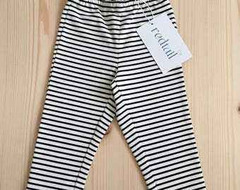 Leggings rayés noirs et blancs - Jersey de coton confortable pour enfant