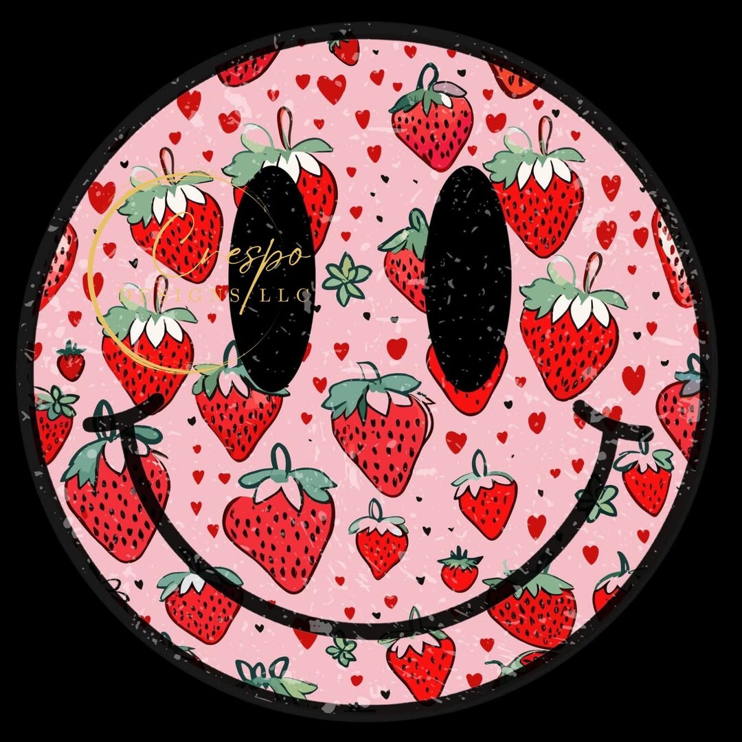Strawberry Smiley Face Png - Etsy