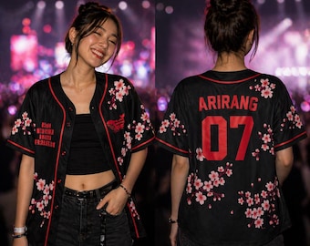 Arirang BTS Floral Baseball Jersey, Arirang BTS World Tour 2026 Jersey, Kpop Army Gift, Unisex Kpop Fan Shirt, Bangtan Concert Merch