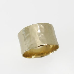 Wide Hammered wedding band 11mm. Gold wide wedding band. 14K yellow gold wedding band. Wide hammered wedding band. 11mm wedding band.