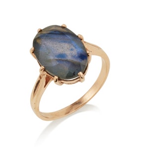 14k Labradorite Rose Gold Victorian  ring. anniversary gift ideas. Labradorite  jewelry.  antique  ring. Vintage Labradorite ring