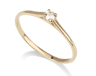 0.06 ct Diamonds engagement ring .Promise Ring. Stacking Ring. natural diamond ring. solitaire diamond ring. Statement classic diamond ring