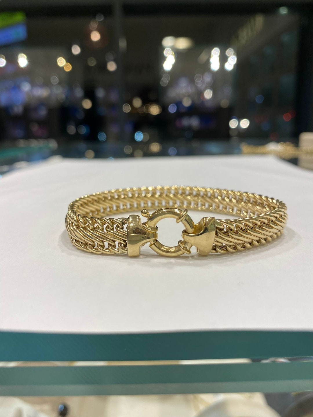 Gold Bracelet. Real 14k Wide Gold Bracelet .men Real 14k Gold Bracelet