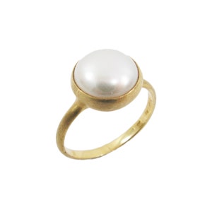 Anello d&#39;oro 14k, anello di perle d&#39;oro (R03340GP), regalo di anniversario, regalo romantico per lei, anello di perle