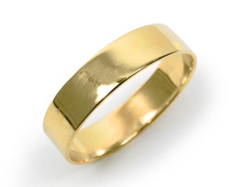 Men wedding band. Classic men wedding band. 14k yellow gold wedding band, 5mm classic wedding band, unisex wedding band. solid gold band