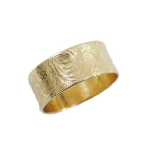 Art Nouveau gouden ring. 14K geelgouden trouwring. gouden trouwring voor mannen vrouwen, geel goud, vrouwen trouwring. vrouw trouwring.