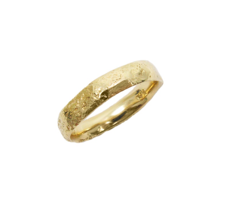 Raw Men Wedding Ring Men Wedding Band 14k Yellow Gold Etsy