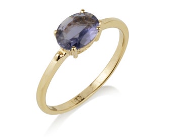 14k Gold Iolite Ring, September Birthstone Ring, Victorian Iolite ring. dainty Iolite ring. Iolite jewelry. antique gold Iolite ring.