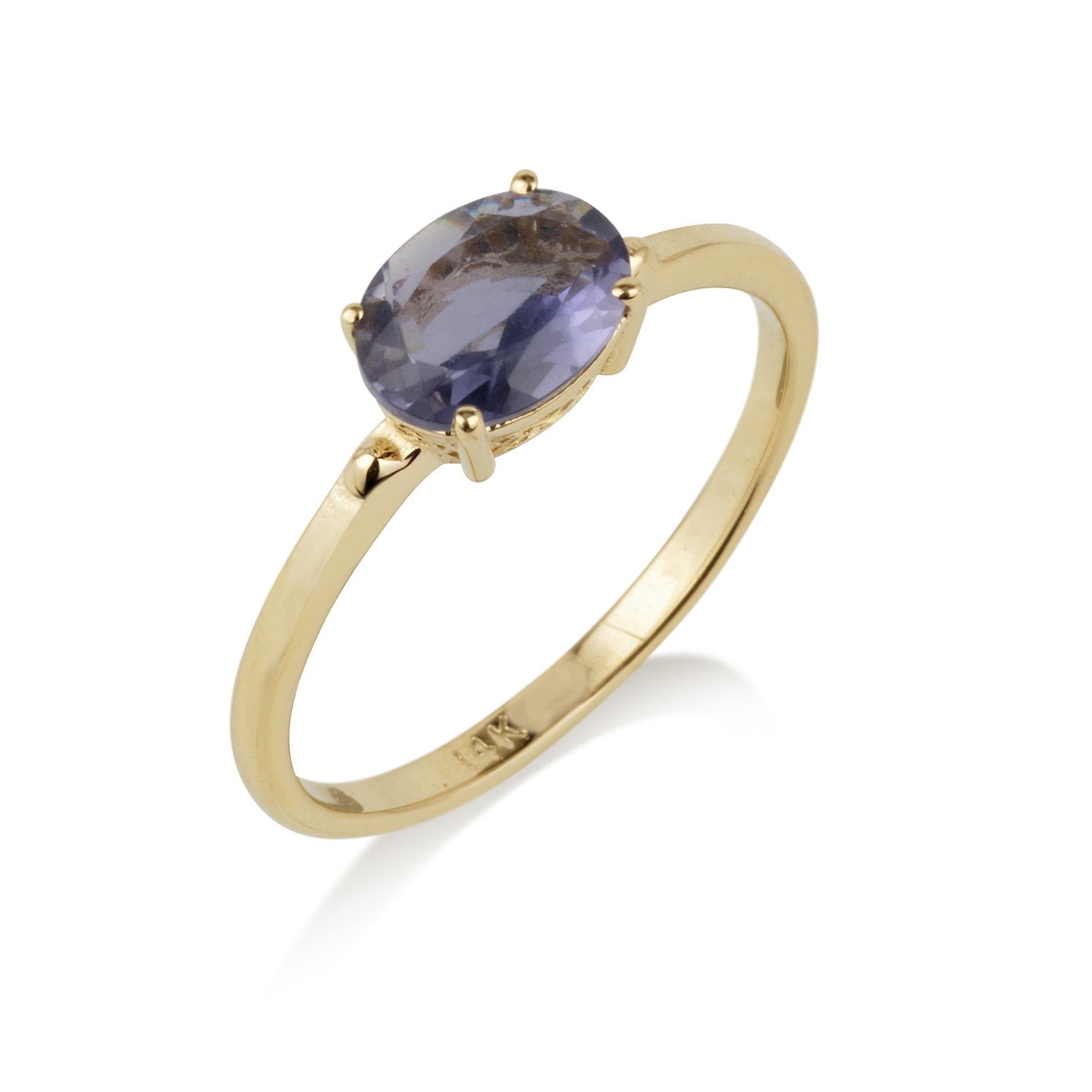 14k Gold Iolite Ring, September Birthstone Ring, Victorian Iolite ring. dainty Iolite ring. Iolite jewelry. antique gold Iolite ring.