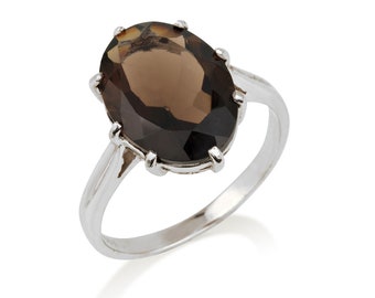 14k Smoky quartz Gold ring. anniversary gift ideas. Smoky jewelry. victorian antique smoky ring. Vintage smoky ring