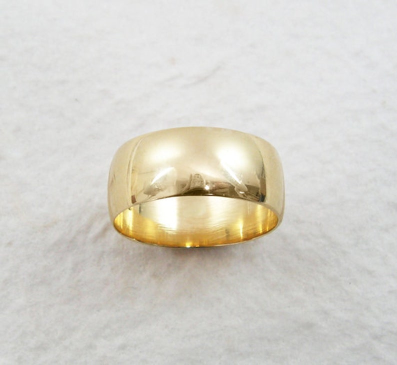 Classic 7.5 mm width rounded wedding band 14k yellow gold wide wedding ring, gold wedding ring, gr-9297-1445. image 2