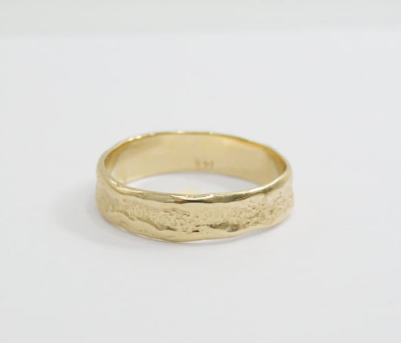 Men Gold Ring. 14k Matte Gold Hand Molded Wedding Band. Etsy
