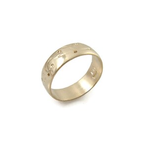 Textured wedding ring. medium width wedding band. 14k yellow gold ring.  wedding band. Matte wedding ring (gr9429-1511).