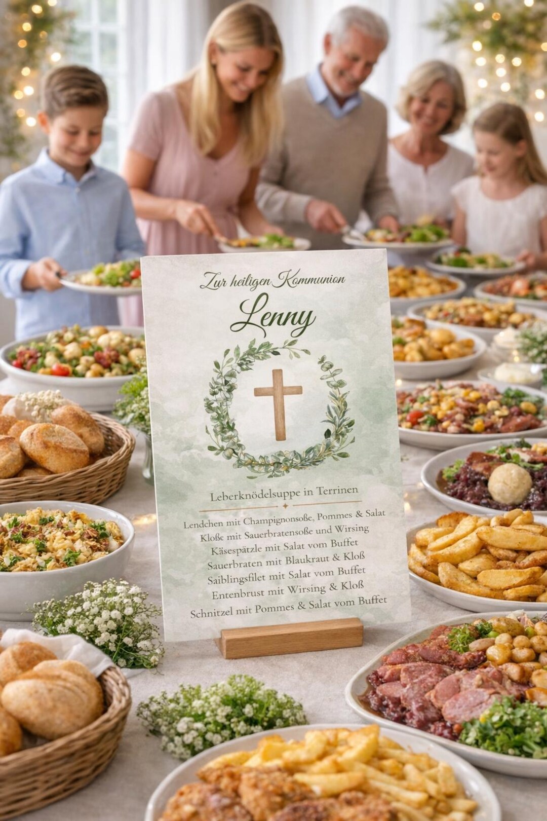 Communion Menu Template Greenery, First Holy Communion Menu Card ...