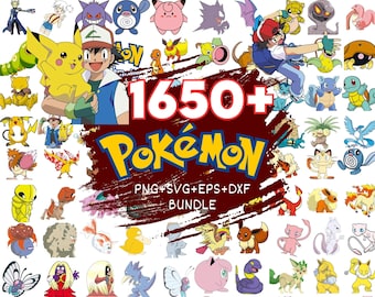 1600+ Pokemon Clipart PNG Bundle, Pikachu Character Images, Cartoon PNG Files, Transparent Background, Digital Download