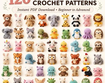 120+ Animal Amigurumi Crochet Patterns Bundle PDF | Cute Plush Toy Crochet Patterns | Beginner Friendly Amigurumi Animals | DIY Gift Ideas