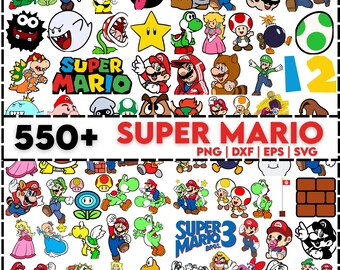 Super Mario SVG Bundle for Cricut and Sublimation, Mario Cut Files, Mario Clipart, Super Mario Font, Mario PNG, Mario Family Svg,Layered Svg