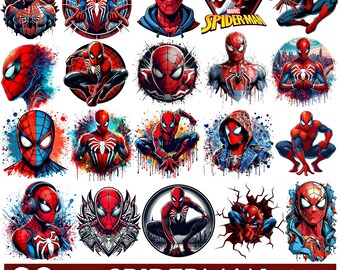 Spiderman png bundle, Spiderman clipart set, 8 pack png, instant download