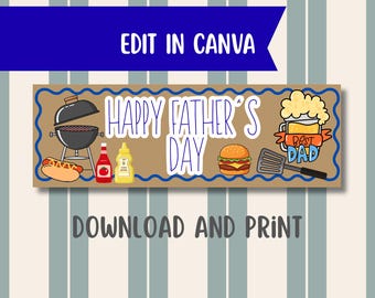 Happy Father’s Day | Father’s Day Banner| Editable Party Decor (Digital Download)