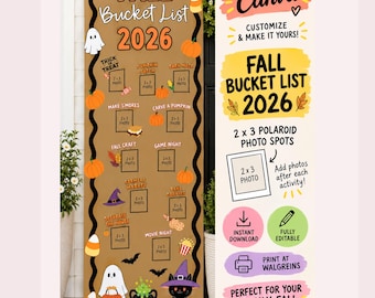 Fall Bucket List Banner Template | Halloween Bucket List | Family Activities | Fall Memory Photo Banner | Editable Canva (Digital Download)