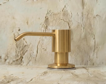 Brushed Brass Built In Soap Dispenser, Deck Mount Kitchen Sink Pump, Champagne Gold Countertop Lotion Dispenser, Modern Bath