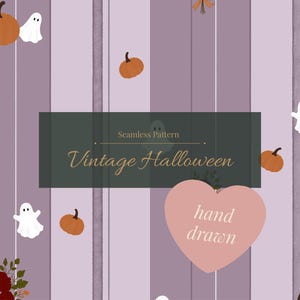 Cozy Halloween Ghost Seamless Pattern, Vintage Grandmacore, Cottagecore, Hand Drawn, Digital Download, Private and Small Business Licence