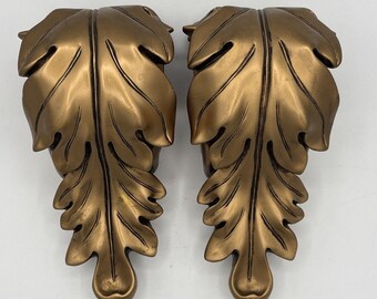VTG MCM Gold Ornate Curtain Rod Drapes Holders 2 Pc Lot