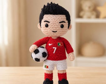 Amigurumi Soccer Player Crochet Pattern , CR7 Inspired Plush Toy PDF