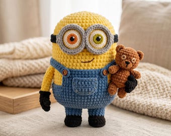 Minion Bob Crochet Pattern PDF, Amigurumi Plush Toy Tutorial (Digital Download)