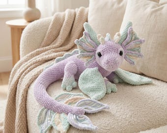 Seraphina floppy dragon crochet pattern, sleeping dragon crochet pattern microamigurumi, Crochet Floppy Dragon Plushy PDF | ORIGINAL Pattern