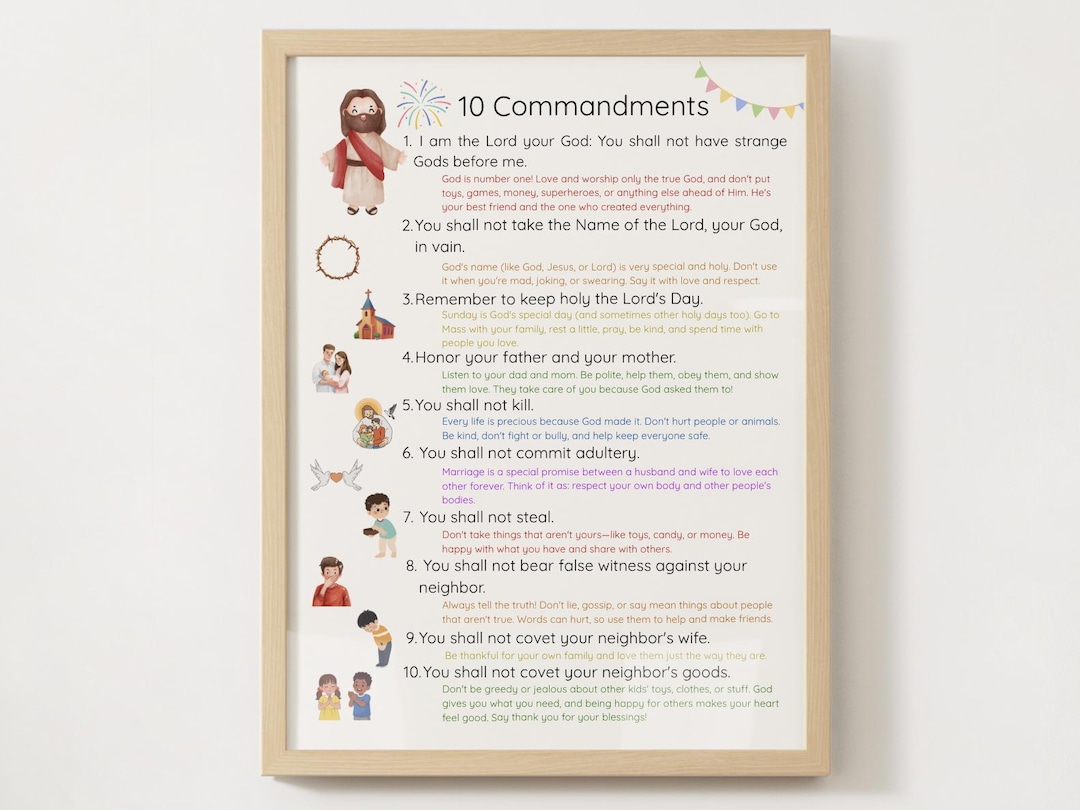 Catholic 10 Commandments for Children- Colorful: Kids Rendition ...