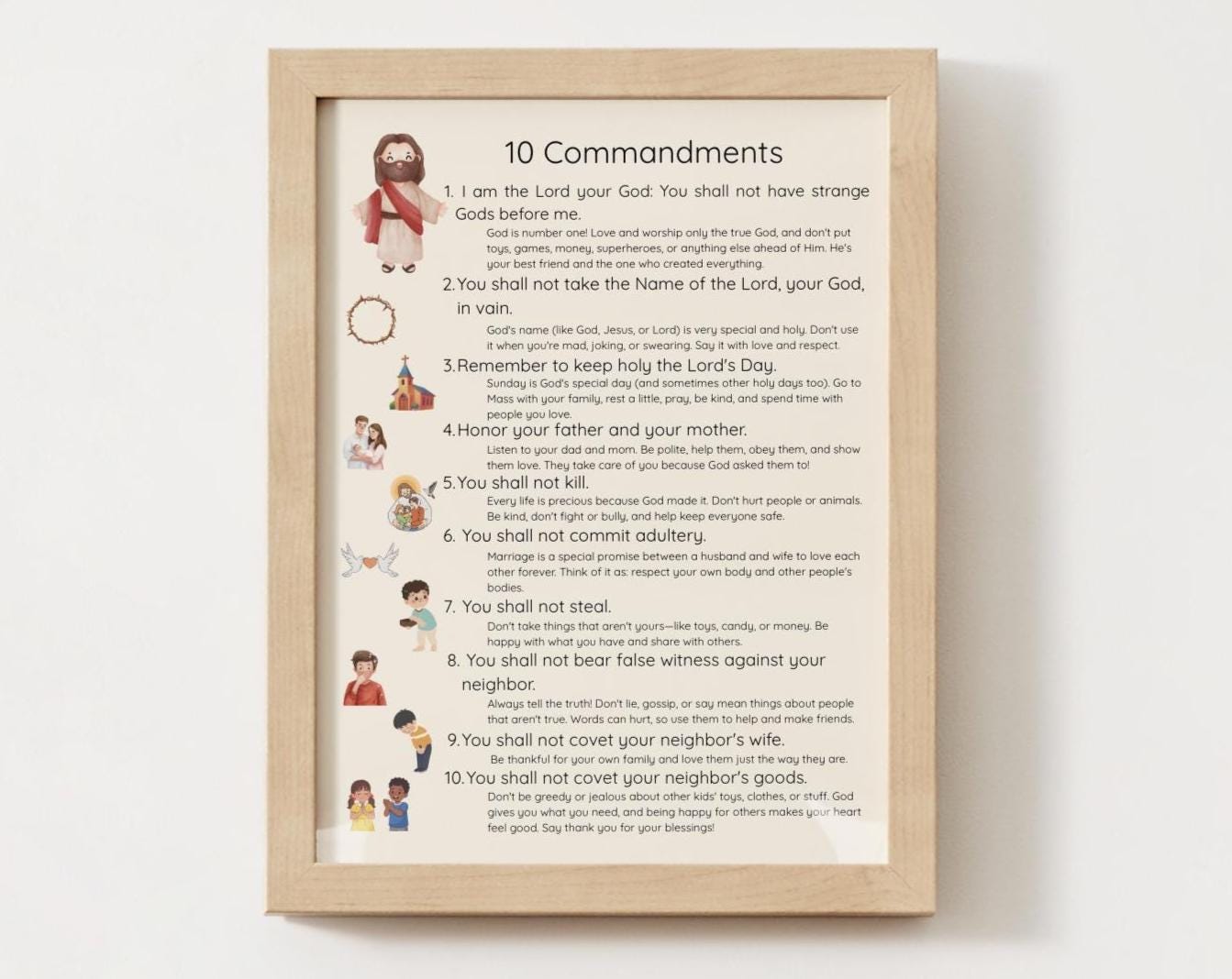 Catholic 10 Commandments for Children- Neutral: Kids Rendition ...