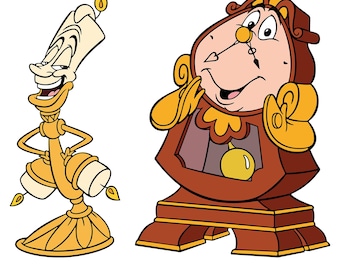 Lumiere and Cogsworth SVG, Cut File PNG, Clipart, Cricut Silhouette, Layered, (Digital Download)