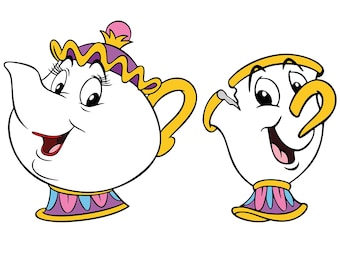 Mrs Potts and Chip SVG, Teacup Cut File PNG, Cricut Silhouette, Layered (Digital Download)