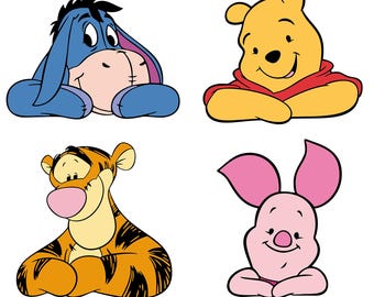 Winnie the Friends SVG Clipart Set, Pooh, Piglet, Tigger, Eeyore (Digital Download)