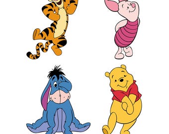 Winnie and Friends SVG Clipart Set, Pooh Tigger Piglet Eeyore (Digital Download)