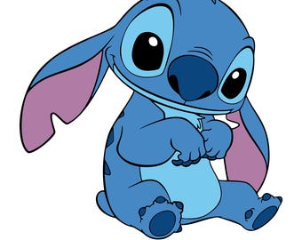Stitch Sitting SVG PNG, Cartoon Character Layered Cut File (Digital Download)