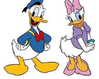 Donald Daisy Duck SVG, Cartoon Couple PNG, Cricut Silhouette Cut File, Digital Download