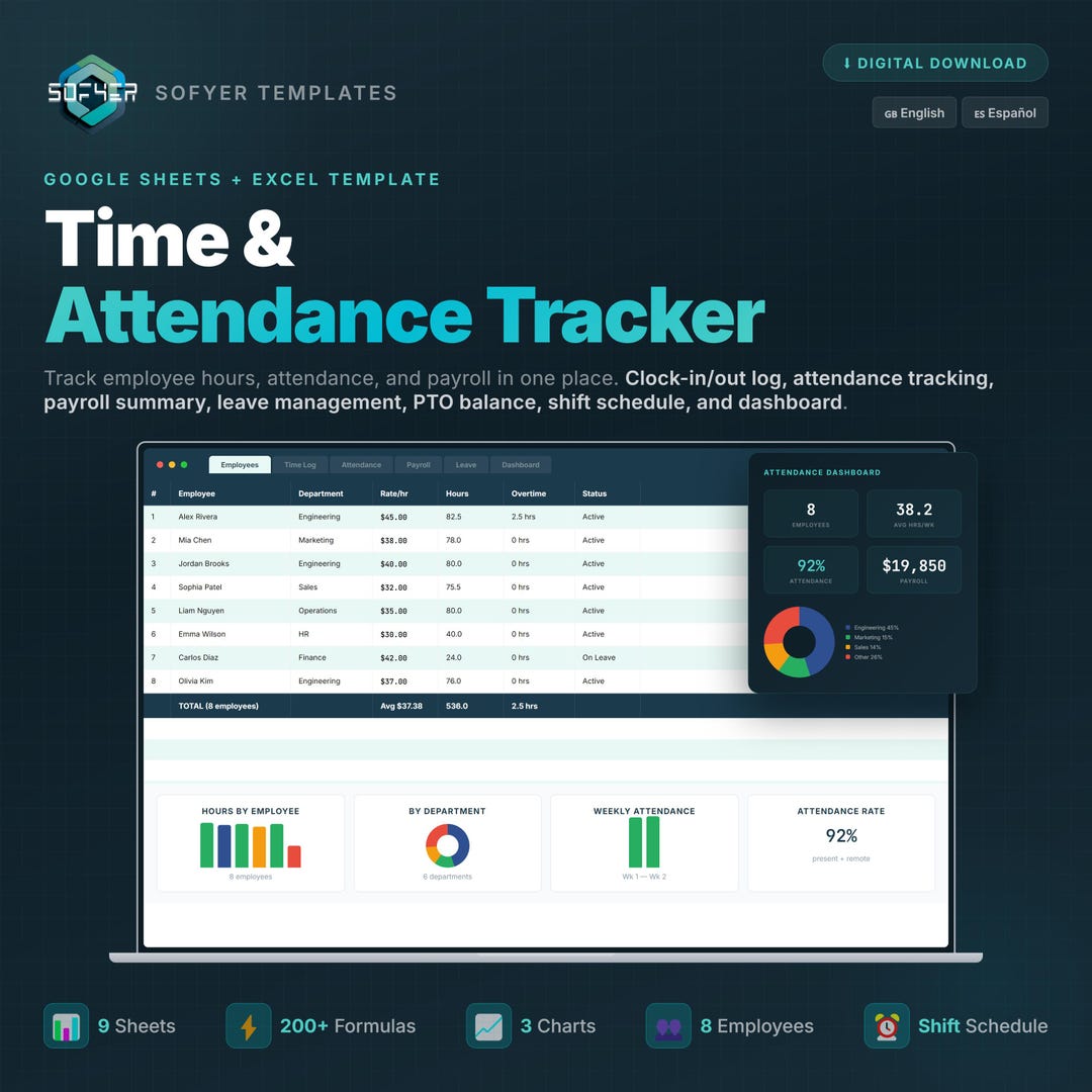 Time & Attendance Tracker - Etsy