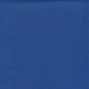 May include: A square of solid blue fabric. The fabric has a fine, textured weave, and the color is a vibrant, medium shade of blue. The image is a close-up, showing the details of the textile.
