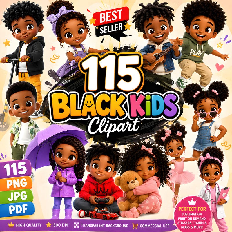 Black Cartoon Kids Pdf - Etsy