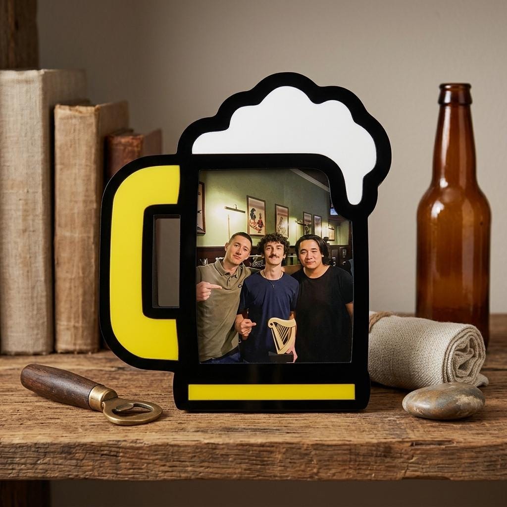 Beer Picture Frame 3D Printed Beer Photo Frame Custom Picture Frame Cozy Bar Decor Man ...