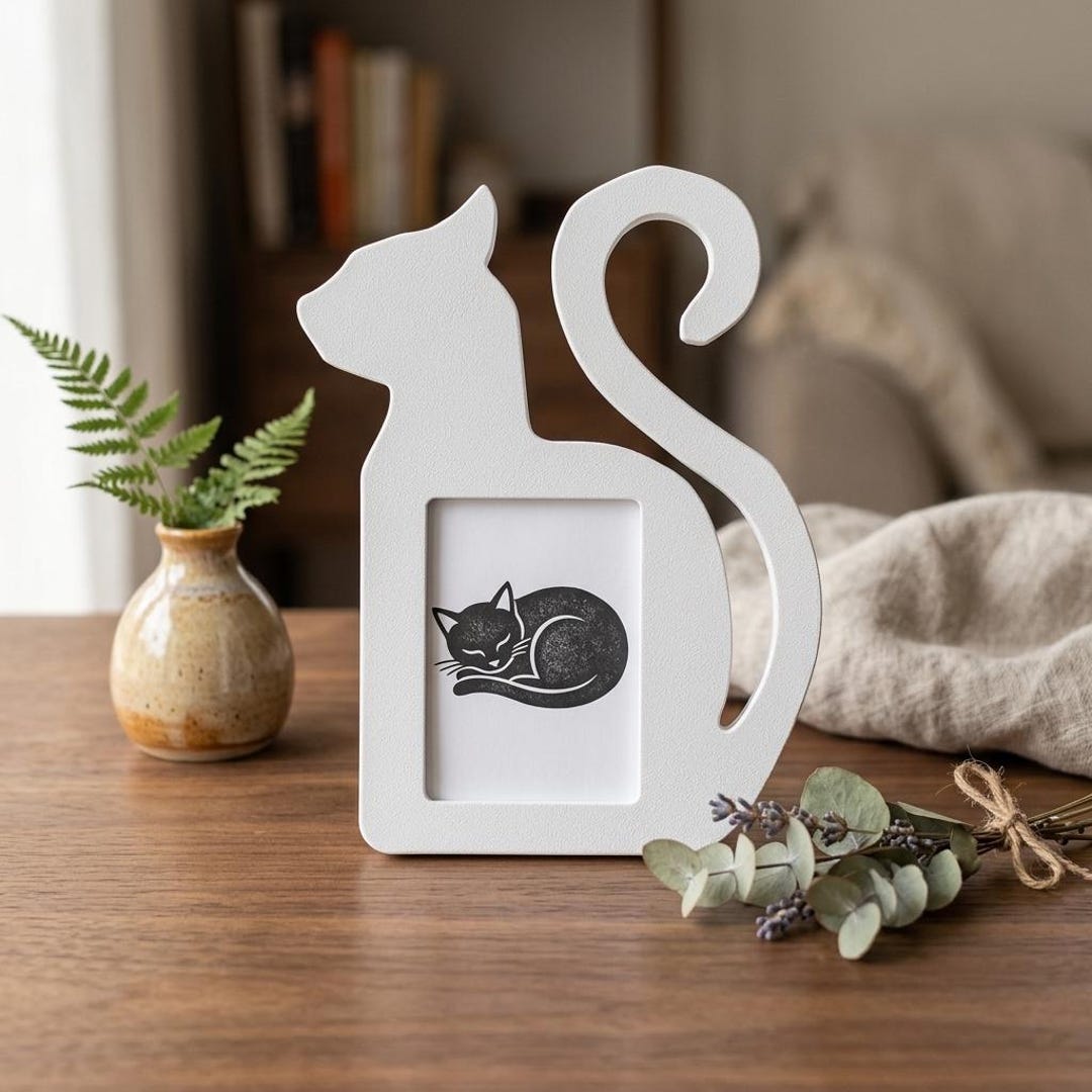Mini Cat Picture Frame Minimalist Cat Silhouette Photo Frame Modern Pet Picture Holder Elegant ...