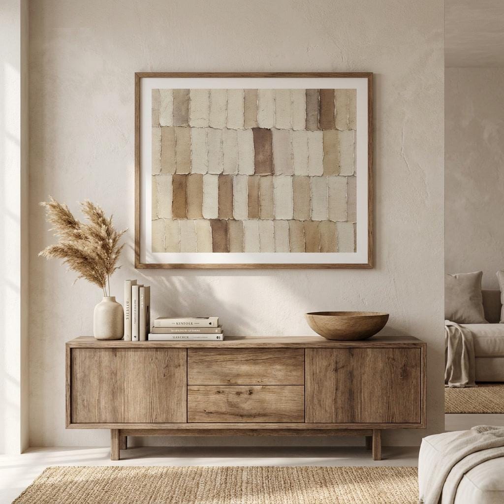 Wabi Sabi Textured Wall Art Minimalist Abstract Framed Painting Japandi ...