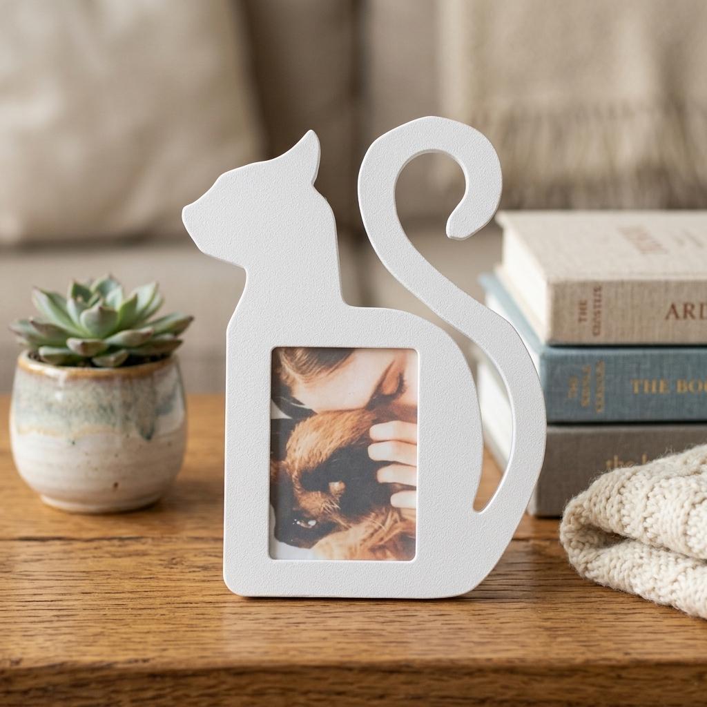 Mini Cat Picture Frame Minimalist Cat Silhouette Photo Frame Modern Pet Picture Holder Elegant ...