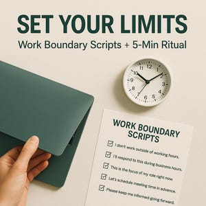 Work Boundaries Scripts, 5 Minute Shutdown Ritual, Set Limits at Work, Editable Instant Download